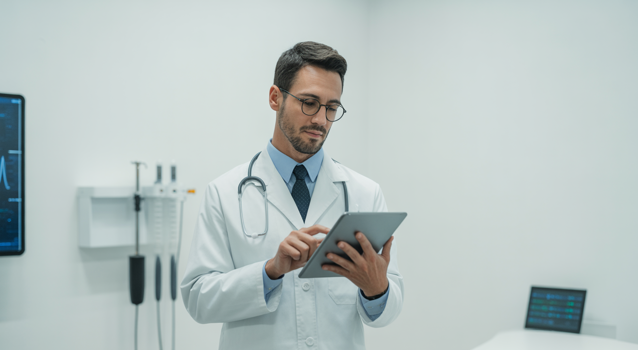 A primary care doctor helping a patient in a modern medical clinic setting in Glendale, CA.