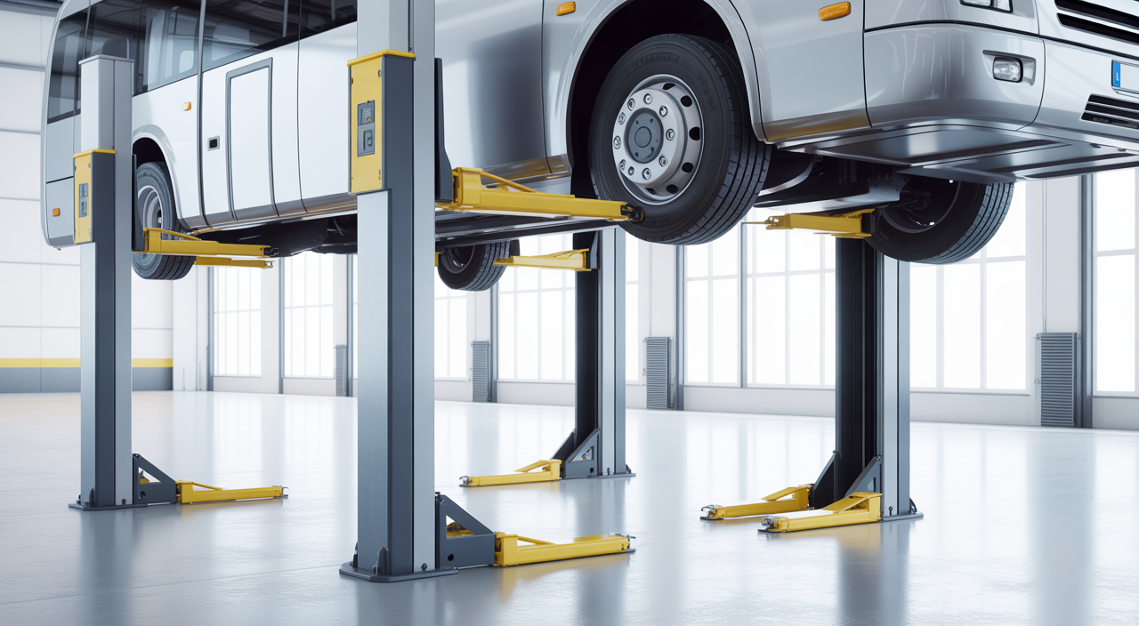 Heavy vehicle maintenance using advanced mobile column lifts or precision positioning equipment
